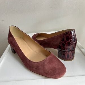 J.Crew Block Suede Heel 1.75 Round Toe Mauve color Classic Women's Size 9.5